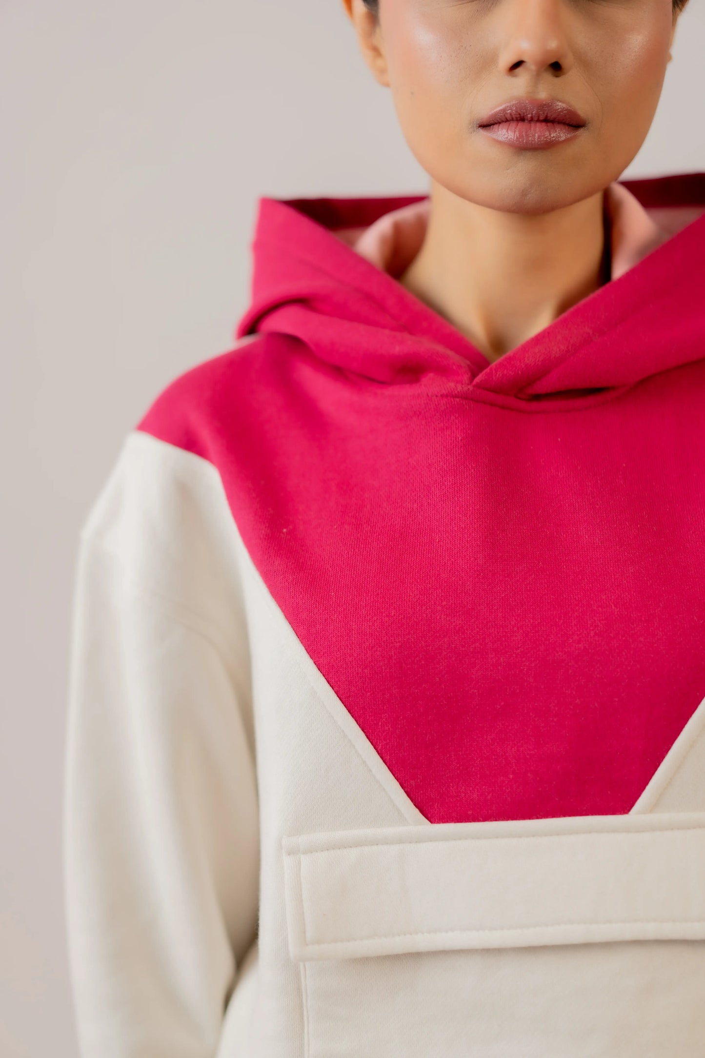 PINK-PANEL HOODIE